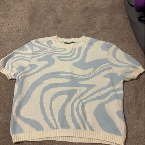 Forever 21 Cream and Blue Knit Sweater